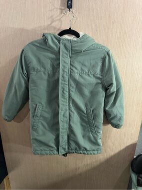 Cotton On Kids Green Hooded Winter Coat Fleece Lined Jacket Size 9-10
